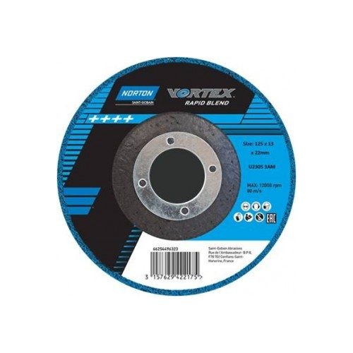 Disc abraziv Vortex Rapid Finish disc - 115 mm -5AM - albastru 3 in 1 - Norton